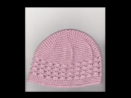 Crochet cap with shell insert