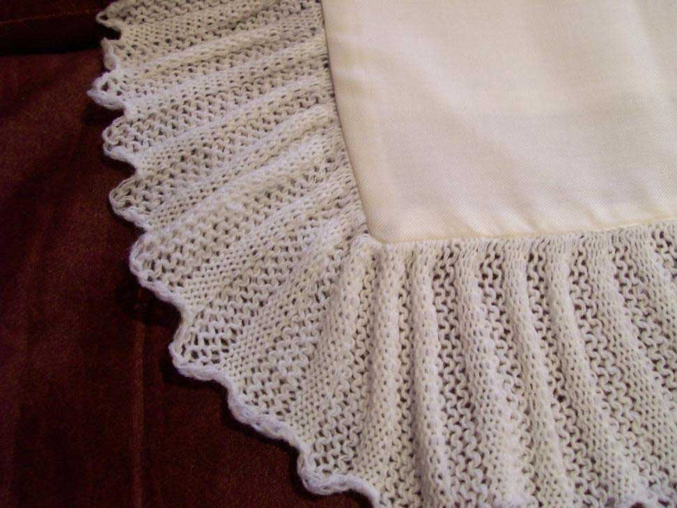 Pillowcase to match the machine knitted shawls comes in white or cream Material fabric for the middle